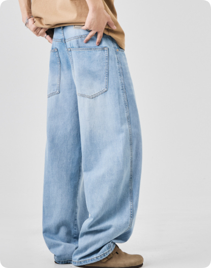 Lyocell Tencel Bootcut Jeans Mens Loose-fit Lightweight Wide-leg Trousers photo 3