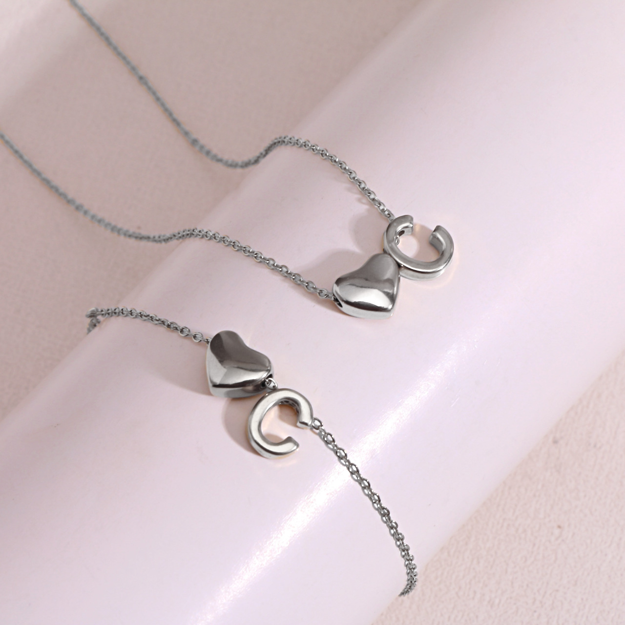 Heart Shaped Pendant Collarbone Chain 26 Letter Titanium Steel Bracelet Anklet photo 4