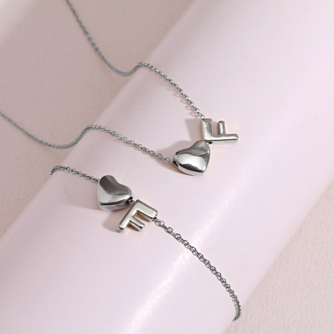 Heart Shaped Pendant Collarbone Chain 26 Letter Titanium Steel Bracelet Anklet photo 7
