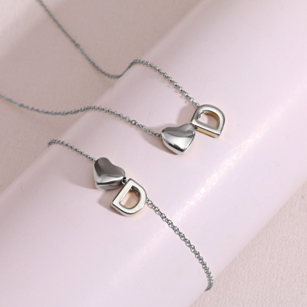 Heart Shaped Pendant Collarbone Chain 26 Letter Titanium Steel Bracelet Anklet photo 5