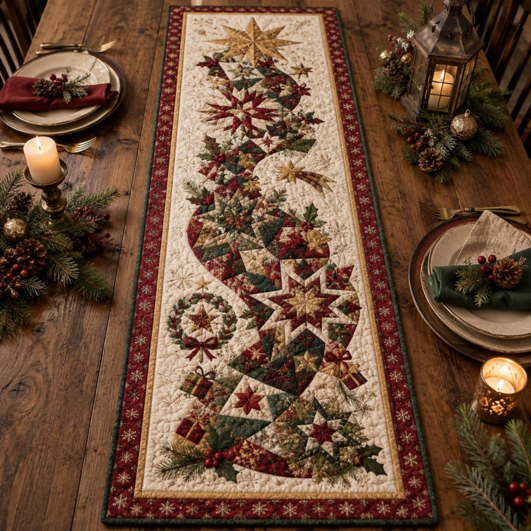 Digital-printed Quilting Table Runner For Living Room And Dining Table Decoration photo 5