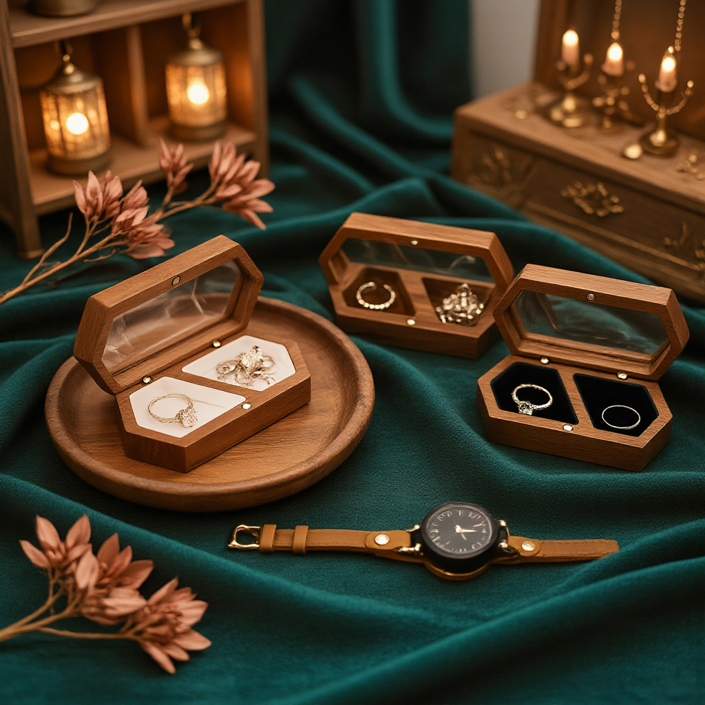 Portable Wooden Jewelry Box For Household Use photo 1