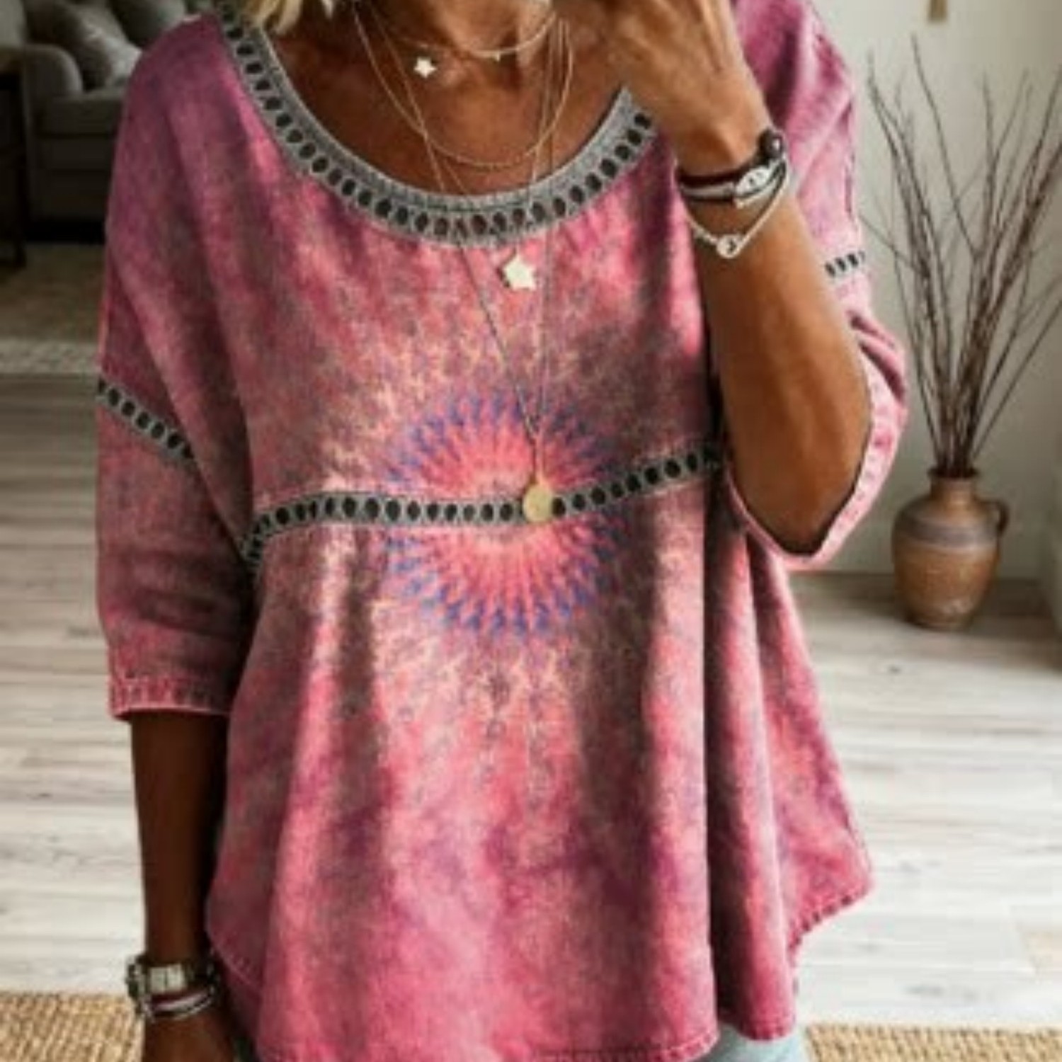 Casual Loose Floral Blouse Lady photo 1