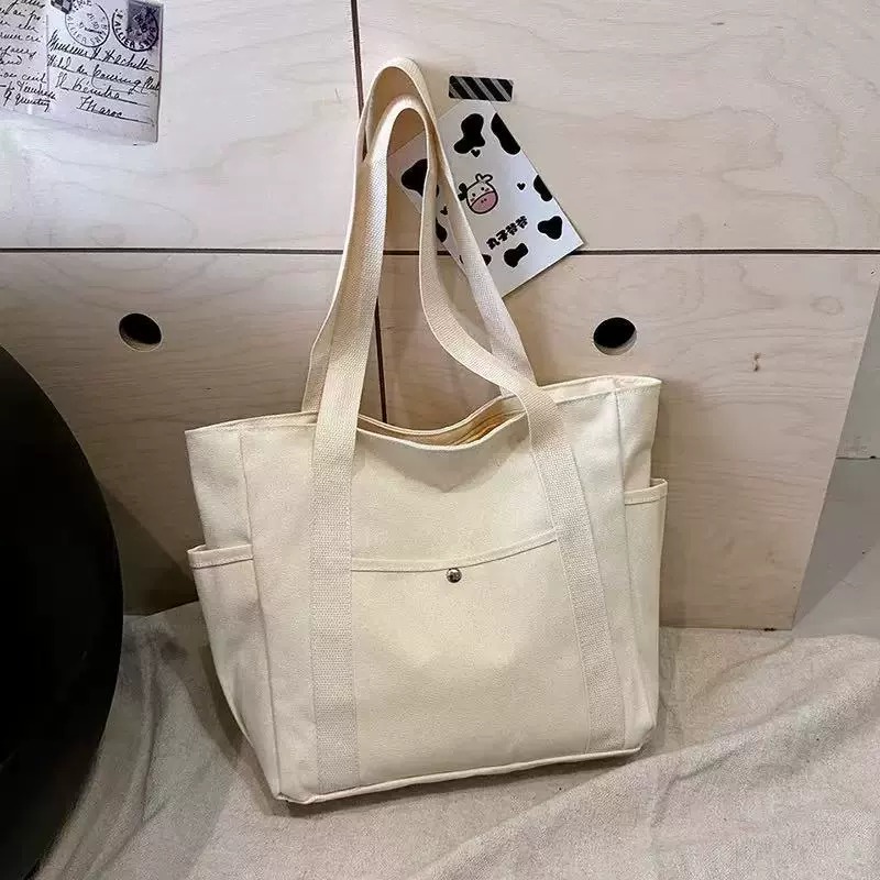Personalized Embroidered Letter Tote Canvas Bag photo 5