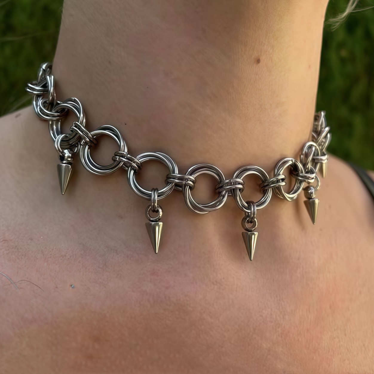 Brass Rivet Pendant Handmade Titanium Steel Necklace photo 4
