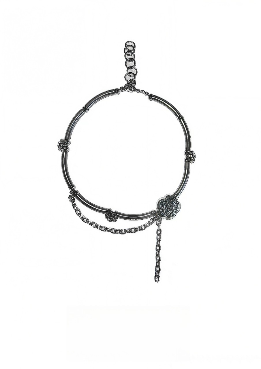 Metal Flower And Pearl Mosaic Necklace photo 4