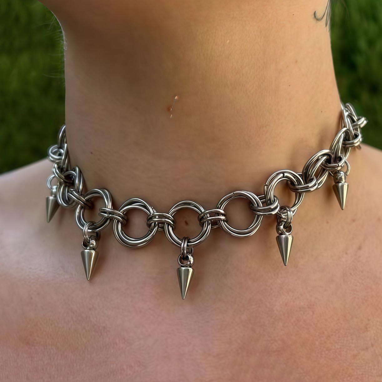 Brass Rivet Pendant Handmade Titanium Steel Necklace photo 1