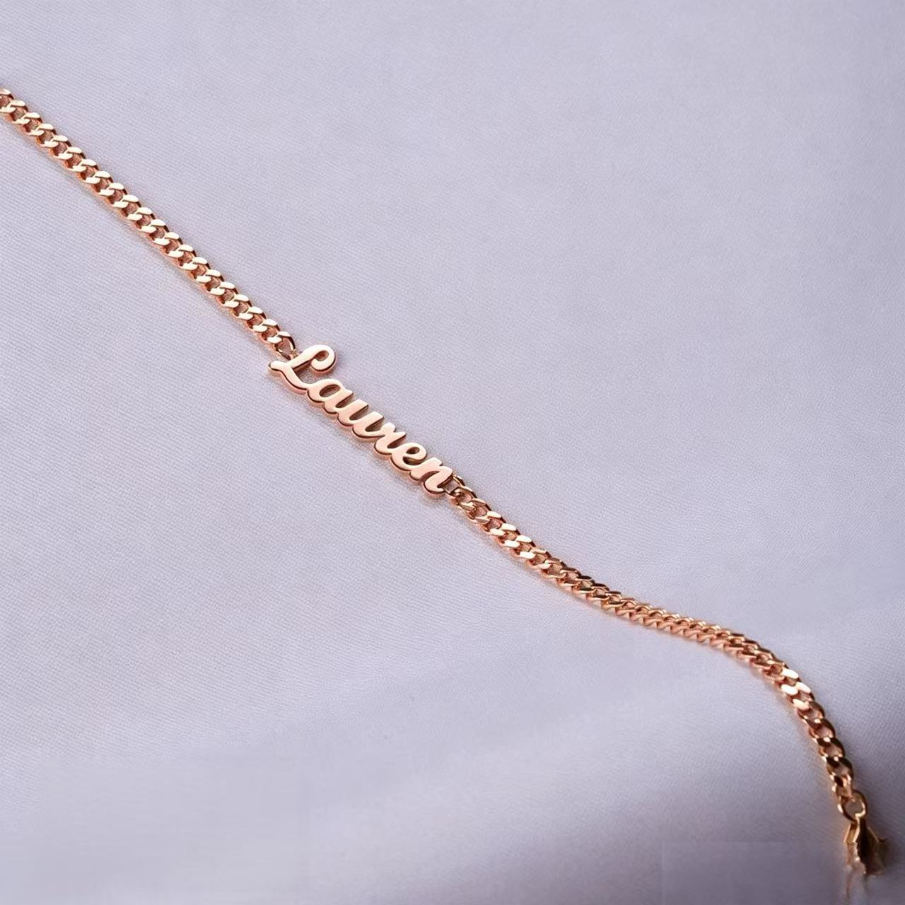 Customized Name Bracelet Titanium Steel Gold Plated Cuban Chain photo 4