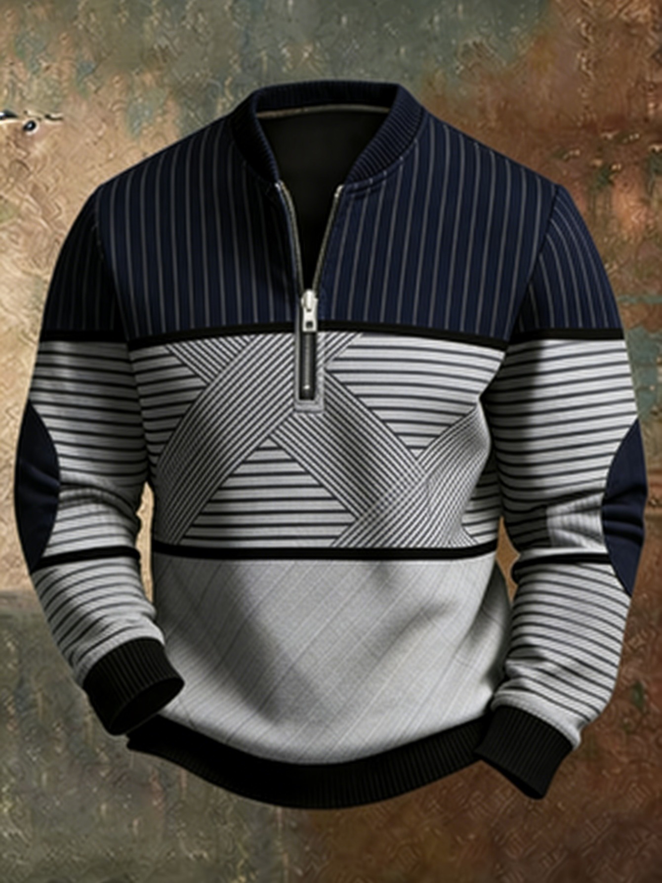 Printed Cross-border Mens Half-zip Pullover Long-sleeve Hoodie photo 6