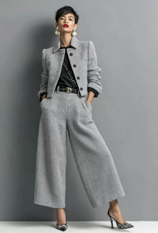 Corduroy Cropped Jacket And Wide-leg Pants Set photo 5