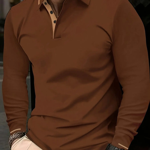 Men's Casual Lapel Long-sleeve Sports Polo Shirt photo 7